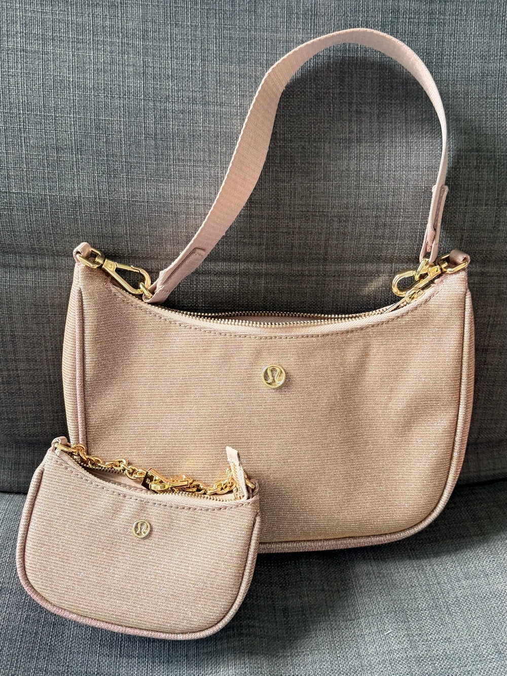 lululemon athletica Pink Canvas Shoulder Bag with Coin Pouch